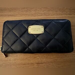 Michael Kors Quilted Black Wallet with Gold Accent
